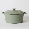 George Collective - Cast Iron Round Casserole 28cm - Matte Sage/Silver Lid